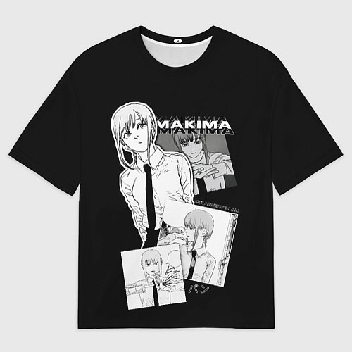 Мужская футболка оверсайз Макима в кадрах - человек бензопила / 3D-принт – фото 1