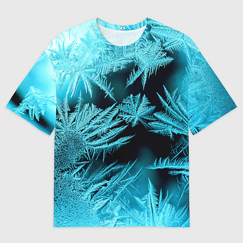 Мужская футболка оверсайз Голубой лед - иней / 3D-принт – фото 1