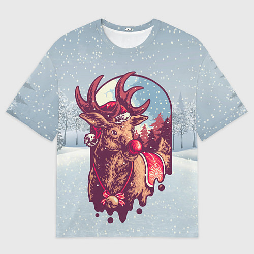 Мужская футболка оверсайз Олень Новогодний / 3D-принт – фото 1