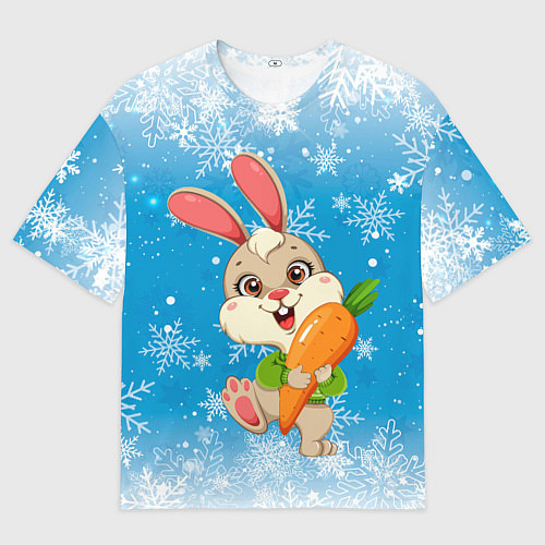 Мужская футболка оверсайз Зайчик с морковкой 2023 / 3D-принт – фото 1
