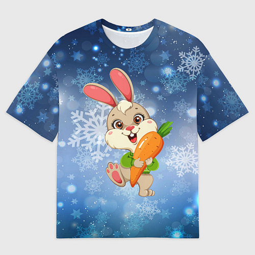 Мужская футболка оверсайз Зайчик с большой морковкой / 3D-принт – фото 1