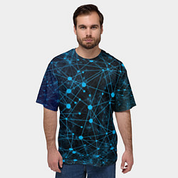 Футболка оверсайз мужская Нейроны - всемирная паутина на черном фоне, цвет: 3D-принт — фото 2