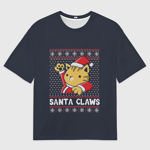 Мужская футболка оверсайз Санта Мяус / 3D-принт – фото 1