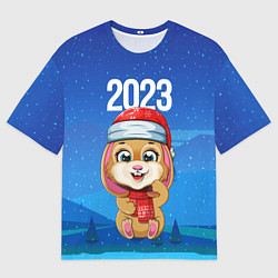 Мужская футболка оверсайз 2023 - Новогодний зайчик
