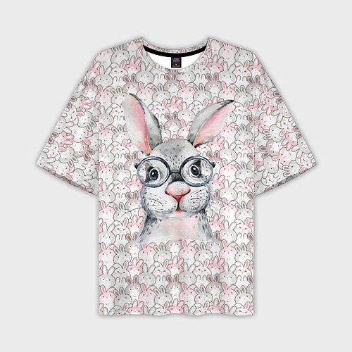 Мужская футболка оверсайз Кролик в очках 2023 / 3D-принт – фото 1