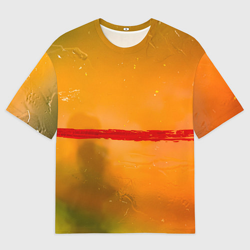 Мужская футболка оверсайз Оранжевый туман и красная краска / 3D-принт – фото 1