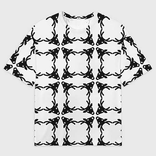 Мужская футболка оверсайз Черные рождественские олени / 3D-принт – фото 1