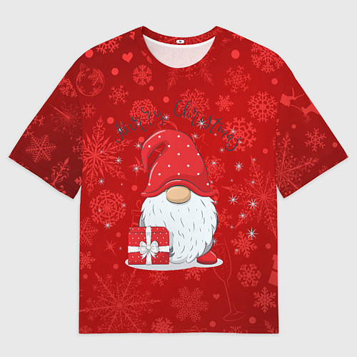 Мужская футболка оверсайз Гном с подарком / 3D-принт – фото 1