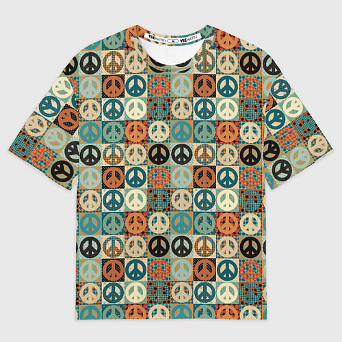 Мужская футболка оверсайз Peace symbol pattern / 3D-принт – фото 1