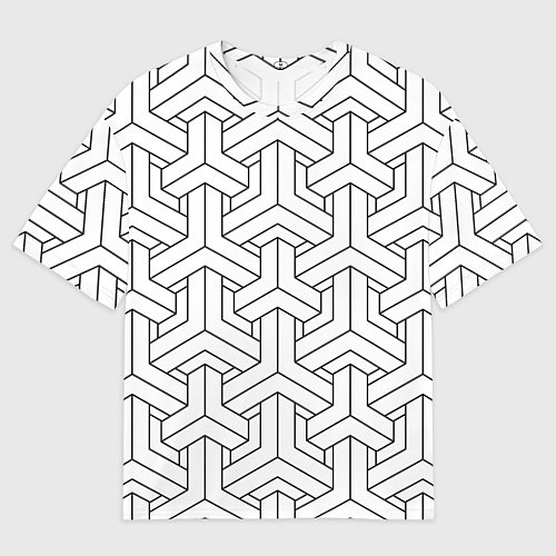 Мужская футболка оверсайз Мозаичный чёрно-белый паттерн / 3D-принт – фото 1