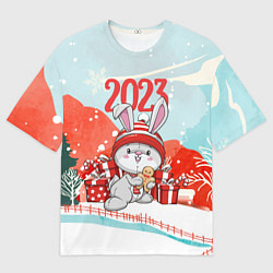 Футболка оверсайз мужская Зайка Новый год, цвет: 3D-принт