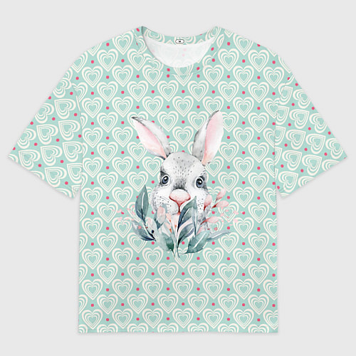 Мужская футболка оверсайз Кролик в цветах / 3D-принт – фото 1