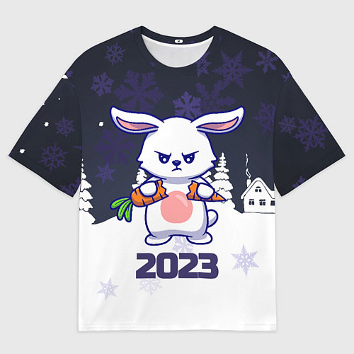 Мужская футболка оверсайз Зайчик ломает морковку 2023 / 3D-принт – фото 1