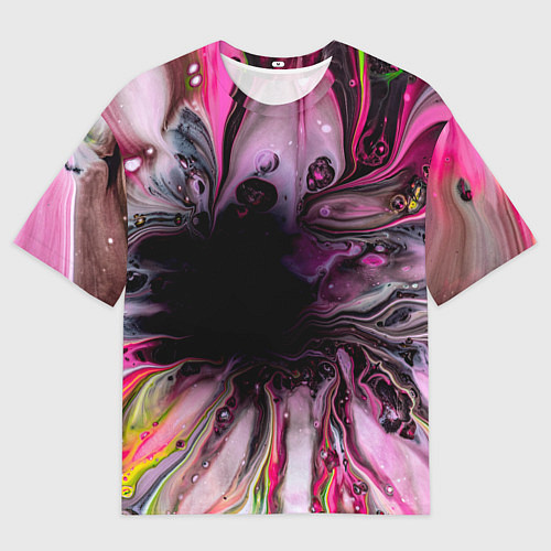 Мужская футболка оверсайз Розовые краски и волны / 3D-принт – фото 1
