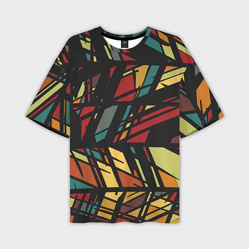 Мужская футболка оверсайз Абстракция в разноцветных линиях / 3D-принт – фото 1