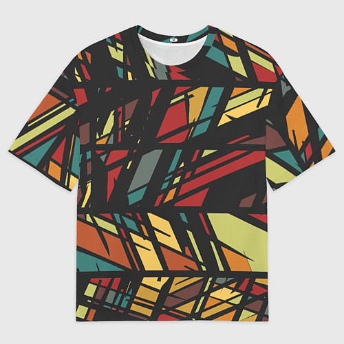 Мужская футболка оверсайз Абстракция в разноцветных линиях / 3D-принт – фото 1