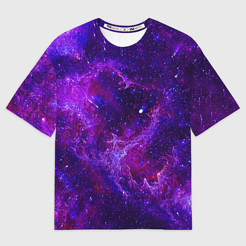 Мужская футболка оверсайз Неоновый космос и звезды / 3D-принт – фото 1