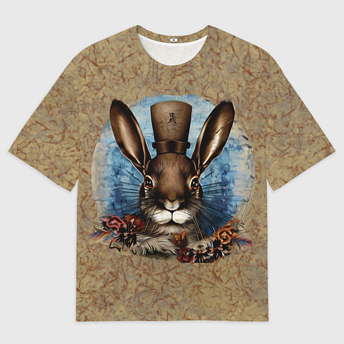 Мужская футболка оверсайз Ретро кролик / 3D-принт – фото 1