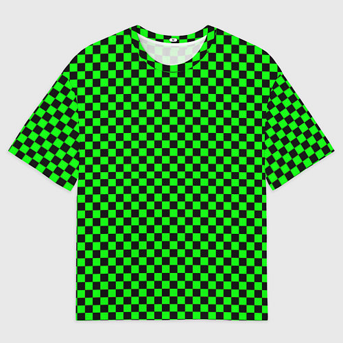 Мужская футболка оверсайз Зелёная шахматка - паттерн / 3D-принт – фото 1