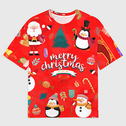 Футболка оверсайз мужская Merry christmas art, цвет: 3D-принт
