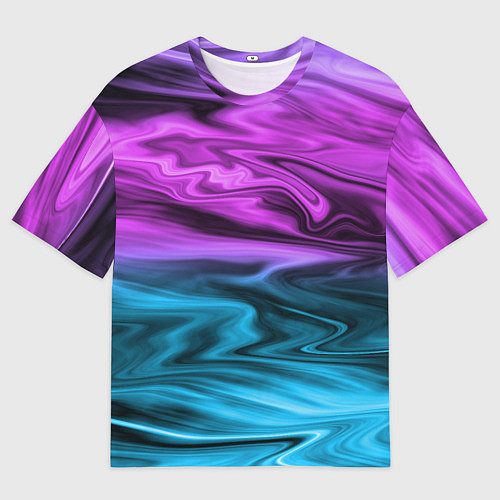 Мужская футболка оверсайз Синий с фиолетовым размытый абстрактный узор / 3D-принт – фото 1