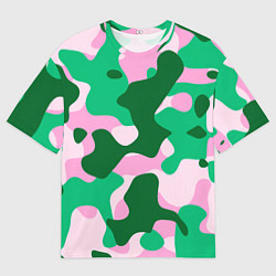 Футболка оверсайз мужская Абстрактные зелёно-розовые пятна, цвет: 3D-принт