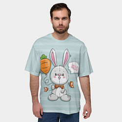 Футболка оверсайз мужская Милый зайка с шариком-морковкой, цвет: 3D-принт — фото 2