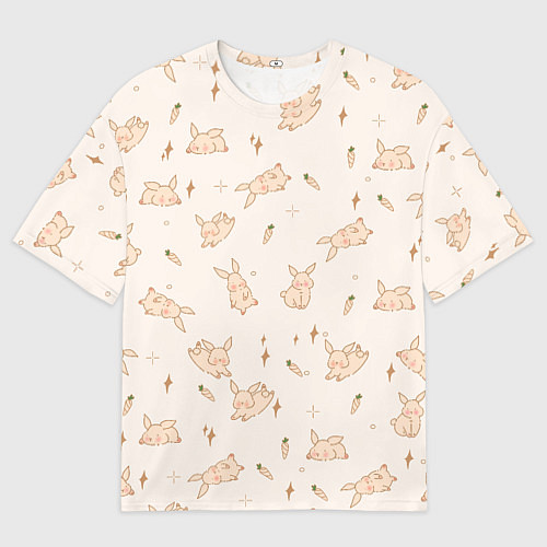 Мужская футболка оверсайз Милый кролик паттерн / 3D-принт – фото 1
