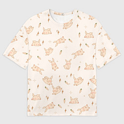 Футболка оверсайз мужская Милый кролик паттерн, цвет: 3D-принт