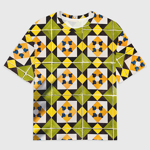 Мужская футболка оверсайз Геометрический золотистый паттерн / 3D-принт – фото 1