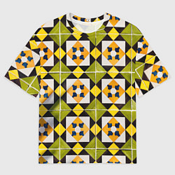 Футболка оверсайз мужская Геометрический золотистый паттерн, цвет: 3D-принт
