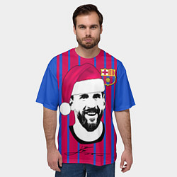 Футболка оверсайз мужская Лионель Месси - Дед Мороз, цвет: 3D-принт — фото 2