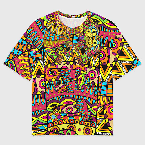 Мужская футболка оверсайз Этно кот / 3D-принт – фото 1