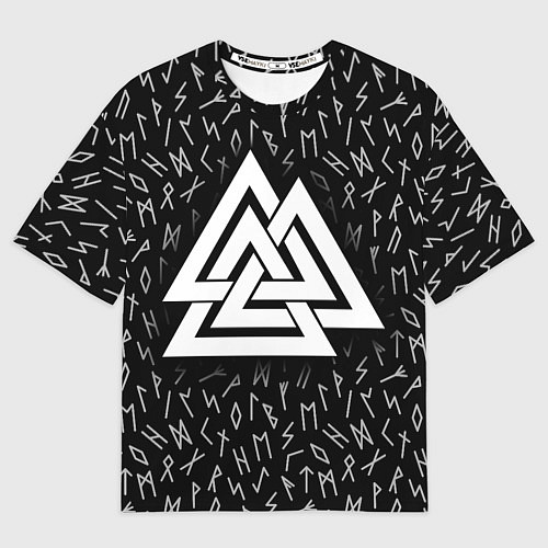 Мужская футболка оверсайз Valknut runes pattern / 3D-принт – фото 1