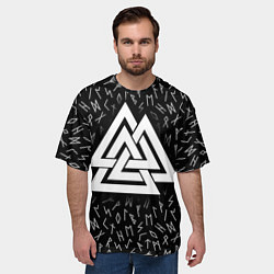 Футболка оверсайз мужская Valknut runes pattern, цвет: 3D-принт — фото 2