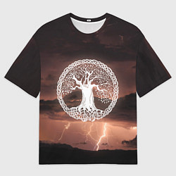 Мужская футболка оверсайз Yggdrasil white rune