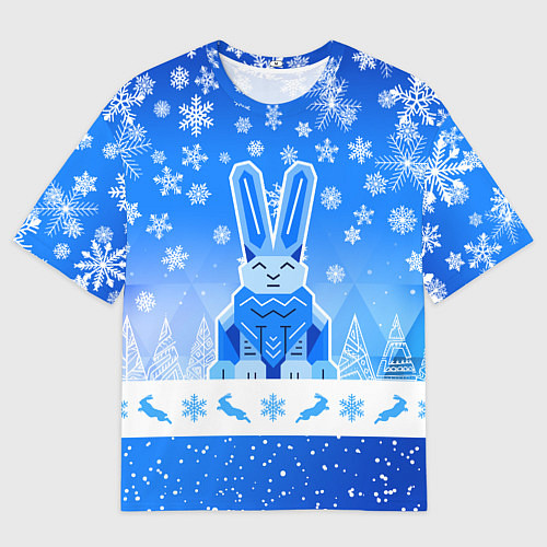 Мужская футболка оверсайз Геометрический кролик / 3D-принт – фото 1