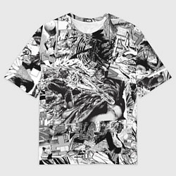 Футболка оверсайз мужская Человек бензопила манга страницы, цвет: 3D-принт