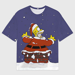 Футболка оверсайз мужская Гомер Симпсон застрял в трубе, цвет: 3D-принт