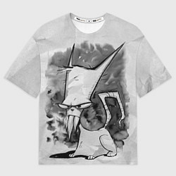 Мужская футболка оверсайз Кот зловред - червяк джим