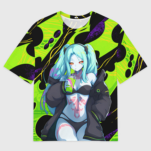 Мужская футболка оверсайз Ребекка - органический зеленый / 3D-принт – фото 1