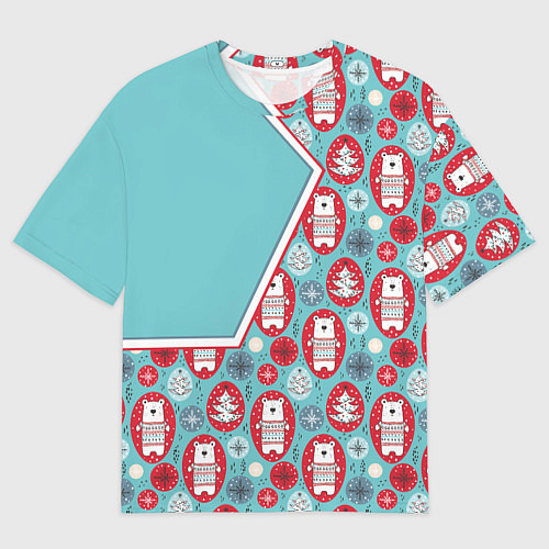 Мужская футболка оверсайз Новогодние мишки / 3D-принт – фото 1