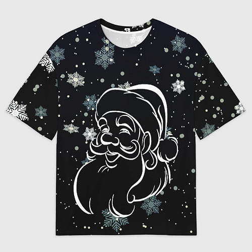 Мужская футболка оверсайз Дед Мороз и снежинки / 3D-принт – фото 1