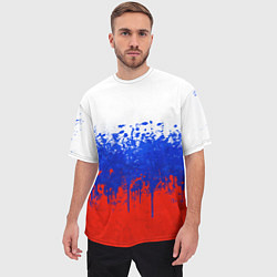 Футболка оверсайз мужская Флаг России с горизонтальными подтёками, цвет: 3D-принт — фото 2
