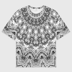 Футболка оверсайз мужская Серый ажурный калейдоскоп мандала, цвет: 3D-принт