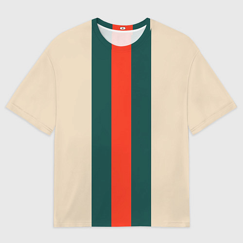 Мужская футболка оверсайз Полосы триколор красный зеленый / 3D-принт – фото 1