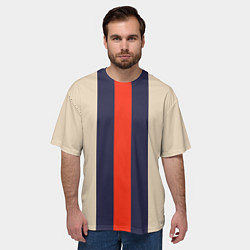 Футболка оверсайз мужская Полосы триколор синий красный, цвет: 3D-принт — фото 2