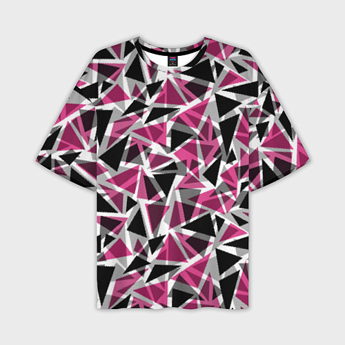 Мужская футболка оверсайз Геометрический абстрактный узор в вишнево серых и / 3D-принт – фото 1