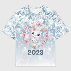 Футболка оверсайз мужская Зайка в венке 2023, цвет: 3D-принт