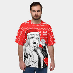 Футболка оверсайз мужская Новогодняя Пауэр: Человек-бензопила, цвет: 3D-принт — фото 2